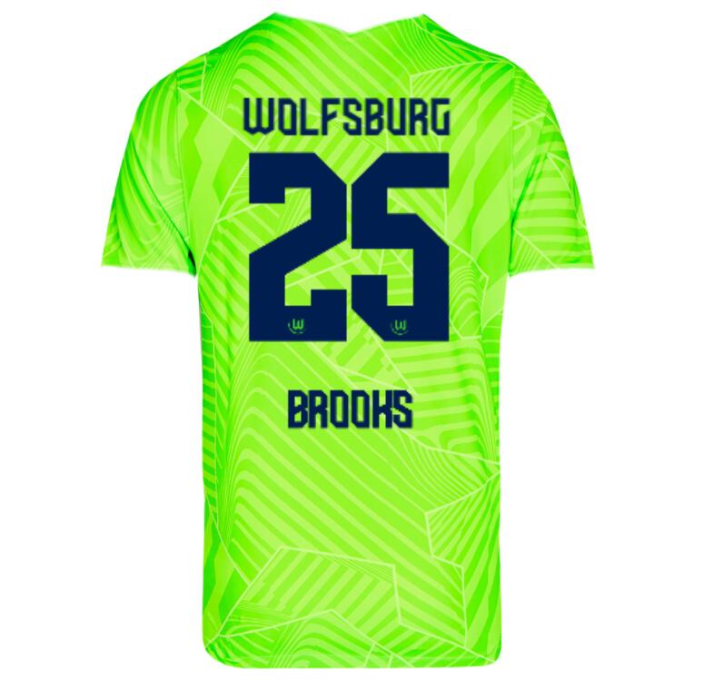 2021/22 Wolfsburg Home Kit Soccer Jersey with Brooks 25 printing